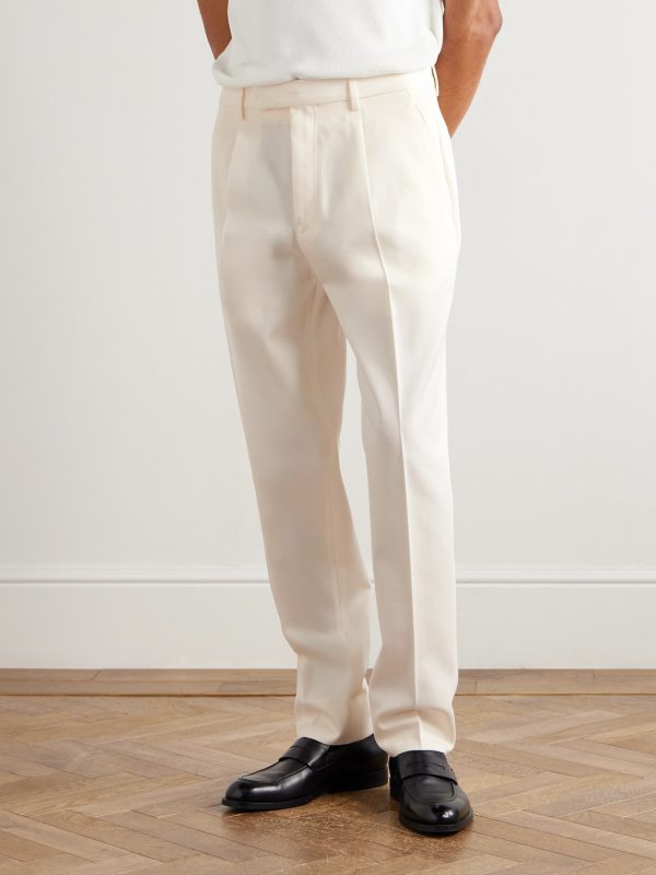 Straight-Leg Cotton and Wool-Blend Trousers - FR Straight-Leg Cotton and Wool-Blend Trousers - FR