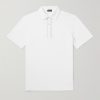 Leather-Trimmed Cotton-Piqué Polo Shirt