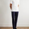 Leather-Trimmed Cotton-Piqué Polo Shirt - OU