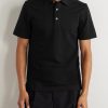 Leather-Trimmed Cotton-Piqué Polo Shirt - FR Leather-Trimmed Cotton-Piqué Polo Shirt - FR