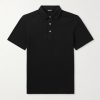 Leather-Trimmed Cotton-Piqué Polo Shirt Leather-Trimmed Cotton-Piqué Polo Shirt