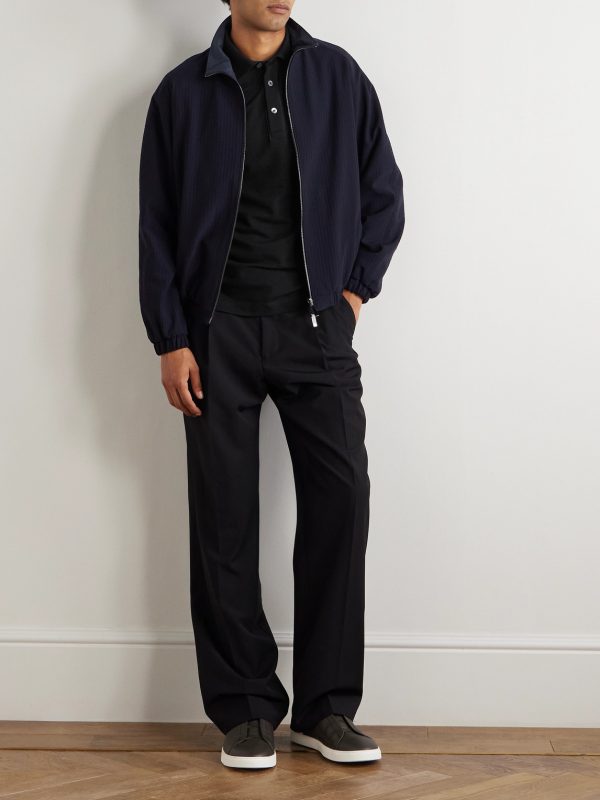 Leather-Trimmed Cotton-Piqué Polo Shirt - OU Leather-Trimmed Cotton-Piqué Polo Shirt - OU