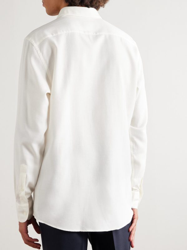 Cotton and Cashmere-Blend Twill Shirt - BK Cotton and Cashmere-Blend Twill Shirt - BK