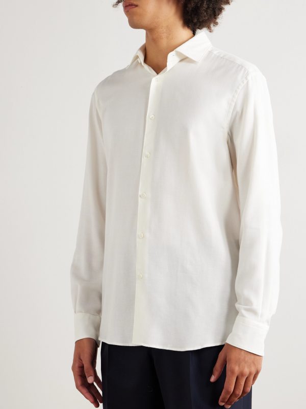 Cotton and Cashmere-Blend Twill Shirt - FR Cotton and Cashmere-Blend Twill Shirt - FR