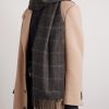 Fringed Checked Cashmere Scarf - FR Fringed Checked Cashmere Scarf - FR