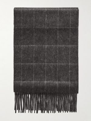 Fringed Checked Cashmere Scarf