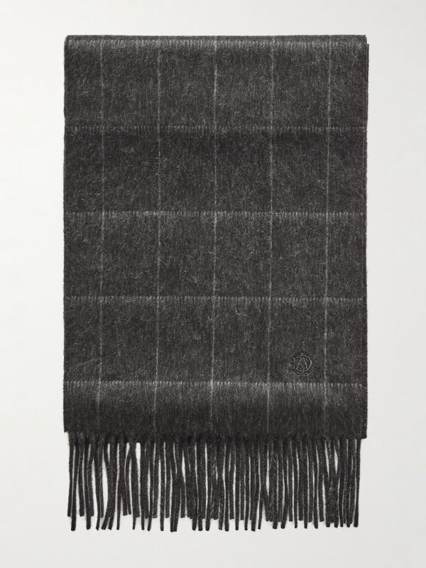 Fringed Checked Cashmere Scarf Fringed Checked Cashmere Scarf