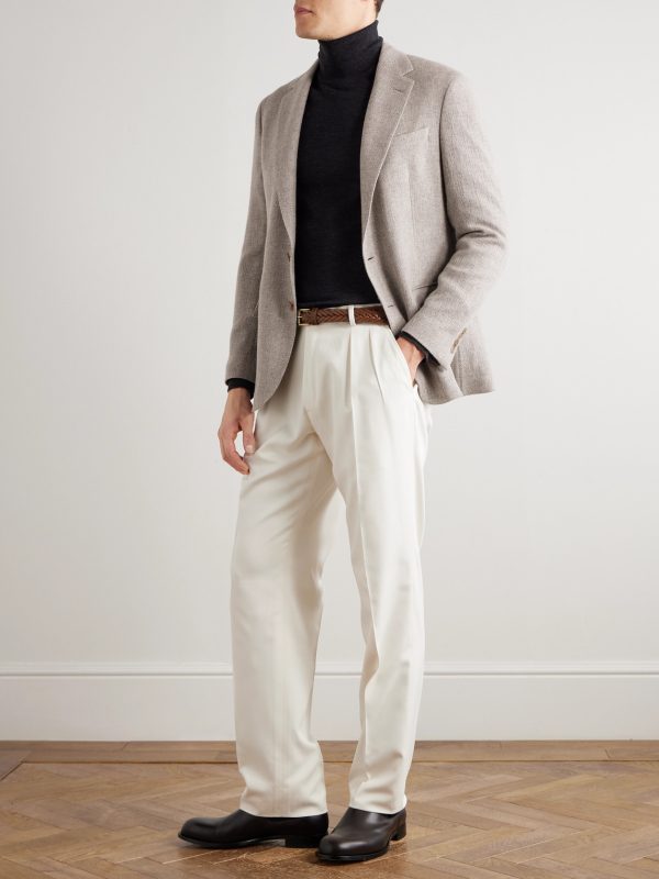 Hadley Slim-Fit Basketweave Cashmere Blazer - OU Hadley Slim-Fit Basketweave Cashmere Blazer - OU