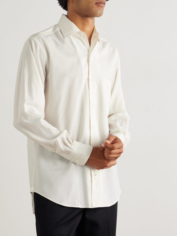 André Striped Wool and Silk-Blend Shirt - FR