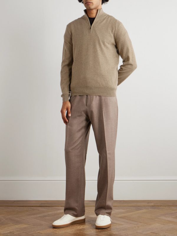 Slim-Fit Baby Cashmere Half-Zip Sweater - OU Slim-Fit Baby Cashmere Half-Zip Sweater - OU