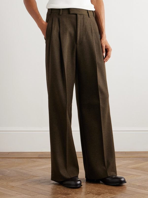 Hubert Pleated Wool and Cashmere-Blend Wide-Leg Trousers - FR Hubert Pleated Wool and Cashmere-Blend Wide-Leg Trousers - FR