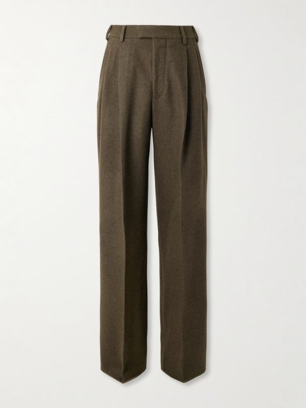 Hubert Pleated Wool and Cashmere-Blend Wide-Leg Trousers Hubert Pleated Wool and Cashmere-Blend Wide-Leg Trousers