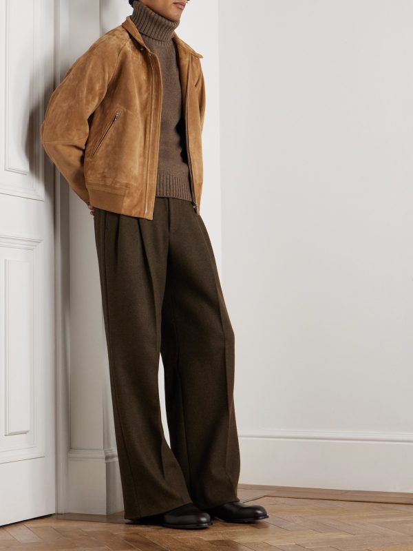 Hubert Pleated Wool and Cashmere-Blend Wide-Leg Trousers - OU Hubert Pleated Wool and Cashmere-Blend Wide-Leg Trousers - OU