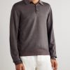 Jacquard-Knit Wool and Silk-Blend Polo Shirt - FR Jacquard-Knit Wool and Silk-Blend Polo Shirt - FR