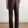 Straight-Leg Cotton-Blend Trousers - BK