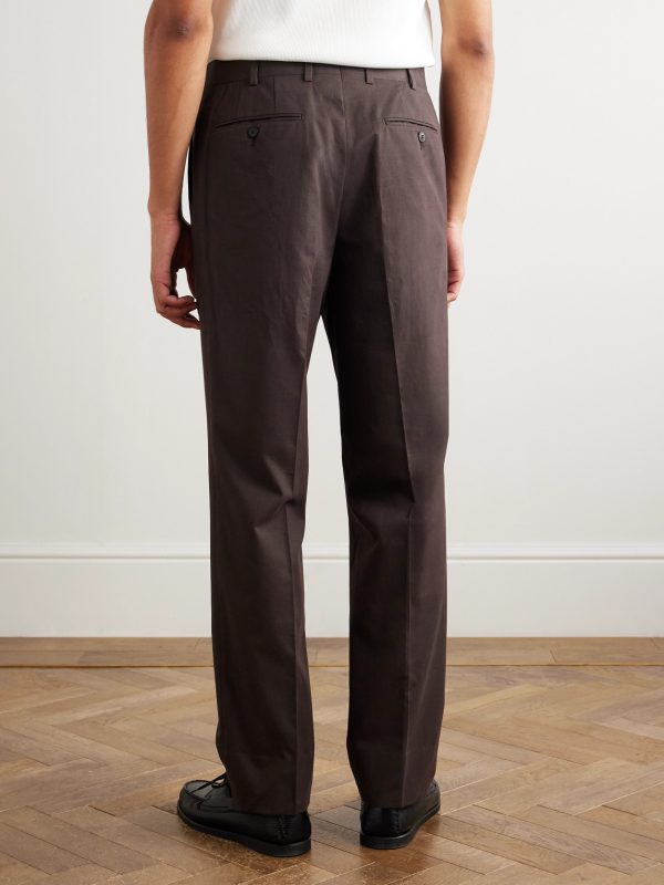 Straight-Leg Cotton-Blend Trousers - BK