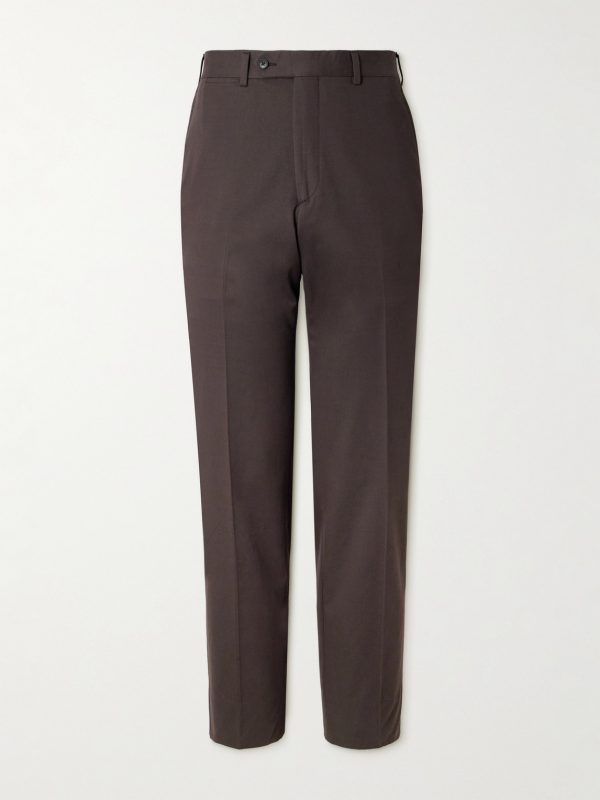 Straight-Leg Cotton-Blend Trousers