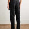 Straight-Leg Cotton-Blend Trousers - BK