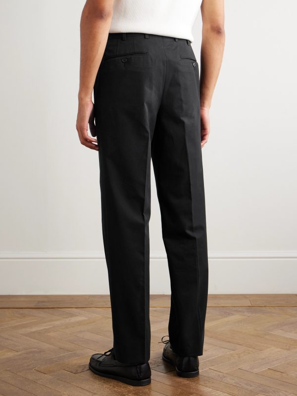 Straight-Leg Cotton-Blend Trousers - BK