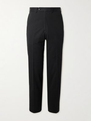 Straight-Leg Cotton-Blend Trousers