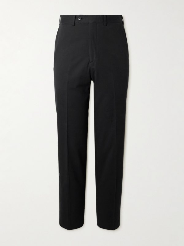 Straight-Leg Cotton-Blend Trousers