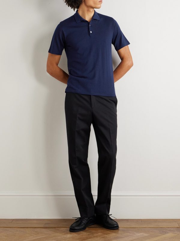 Straight-Leg Cotton-Blend Trousers - OU