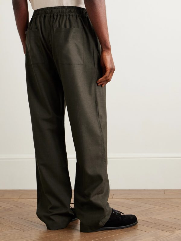 Straight-Leg Wool Drawstring Trousers - BK Straight-Leg Wool Drawstring Trousers - BK