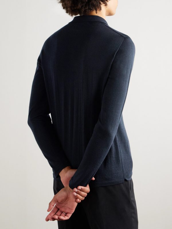 Slim-Fit Wool Polo Shirt - BK Slim-Fit Wool Polo Shirt - BK
