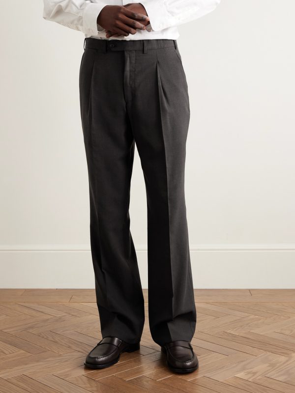 Straight-Leg Pleated Wool-Blend Suit Trousers - FR Straight-Leg Pleated Wool-Blend Suit Trousers - FR
