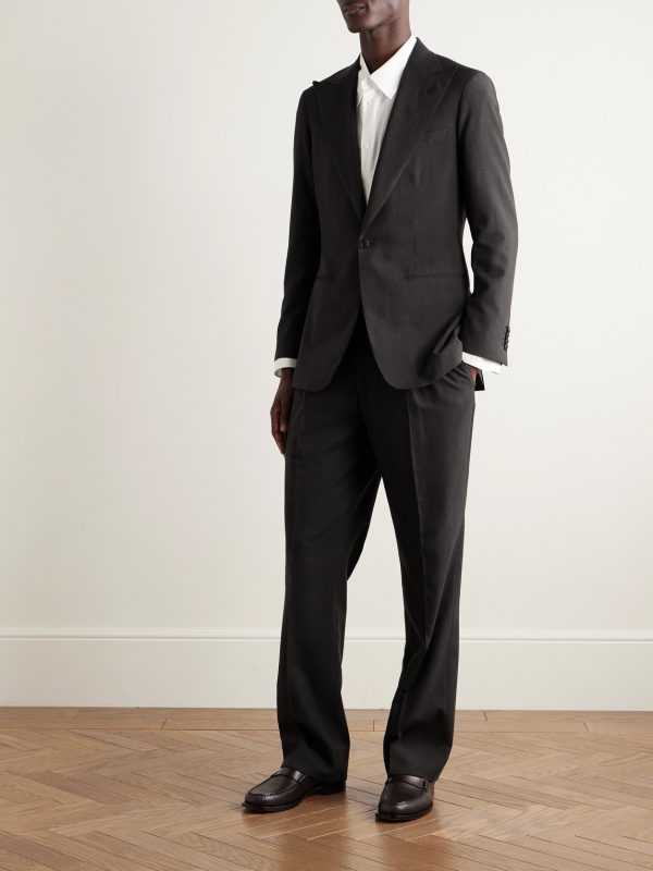 Straight-Leg Pleated Wool-Blend Suit Trousers - OU Straight-Leg Pleated Wool-Blend Suit Trousers - OU