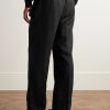 Straight-Leg Pleated Linen Suit Trousers - BK Straight-Leg Pleated Linen Suit Trousers - BK
