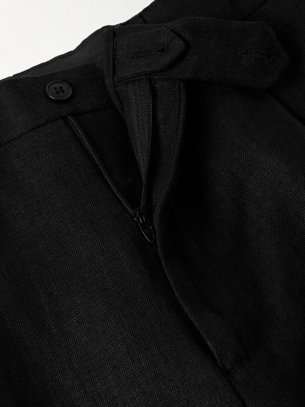 Straight-Leg Pleated Linen Suit Trousers - E1 Straight-Leg Pleated Linen Suit Trousers - E1