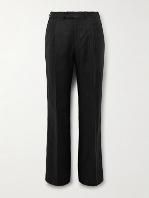 Straight-Leg Pleated Linen Suit Trousers Straight-Leg Pleated Linen Suit Trousers
