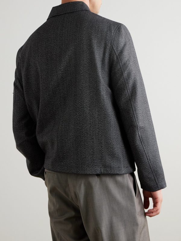 Wool-Herringbone Blouson Jacket - BK