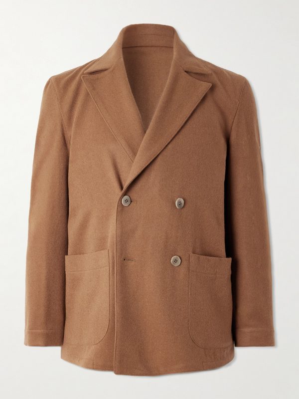 Double-Breasted Camel Hair Blazer