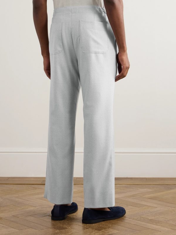 Straight-Leg Pleated Wool-Flannel Trousers - BK