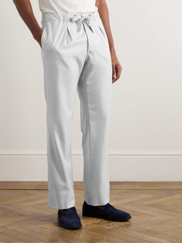 Straight-Leg Pleated Wool-Flannel Trousers - FR
