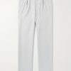 Straight-Leg Pleated Wool-Flannel Trousers