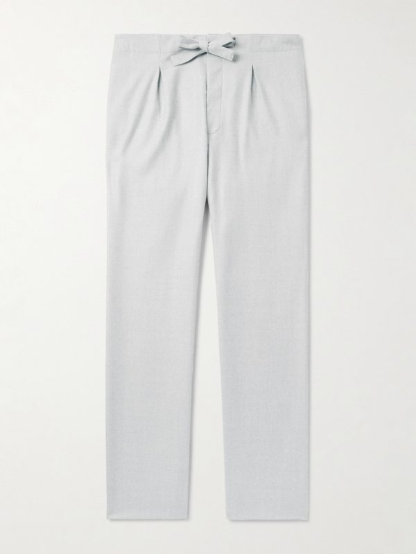 Straight-Leg Pleated Wool-Flannel Trousers