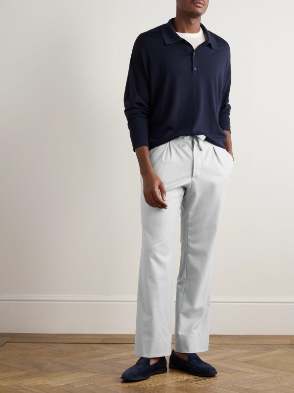 Straight-Leg Pleated Wool-Flannel Trousers - OU