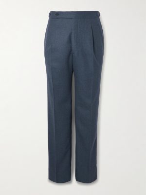 Straight-Leg Pleated Wool-Flannel Trousers
