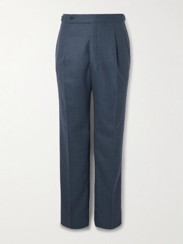 Straight-Leg Pleated Wool-Flannel Trousers Straight-Leg Pleated Wool-Flannel Trousers