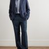 Straight-Leg Pleated Wool-Flannel Trousers - OU Straight-Leg Pleated Wool-Flannel Trousers - OU