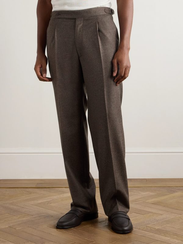 Straight-Leg Pleated Wool and Cashmere-Blend Trousers - FR Straight-Leg Pleated Wool and Cashmere-Blend Trousers - FR