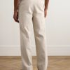 Straight-Leg Belted Cotton-Twill Trousers - BK Straight-Leg Belted Cotton-Twill Trousers - BK