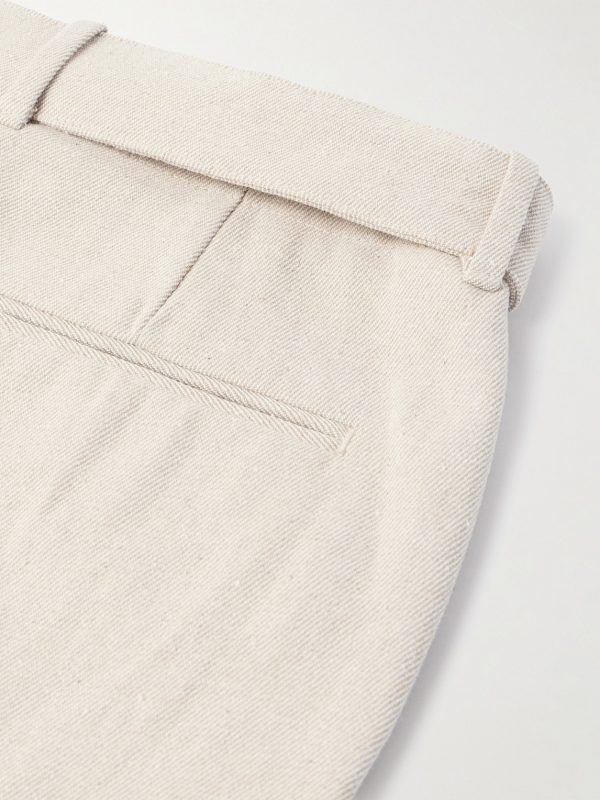 Straight-Leg Belted Cotton-Twill Trousers - CU Straight-Leg Belted Cotton-Twill Trousers - CU
