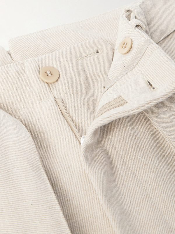 Straight-Leg Belted Cotton-Twill Trousers - E1 Straight-Leg Belted Cotton-Twill Trousers - E1