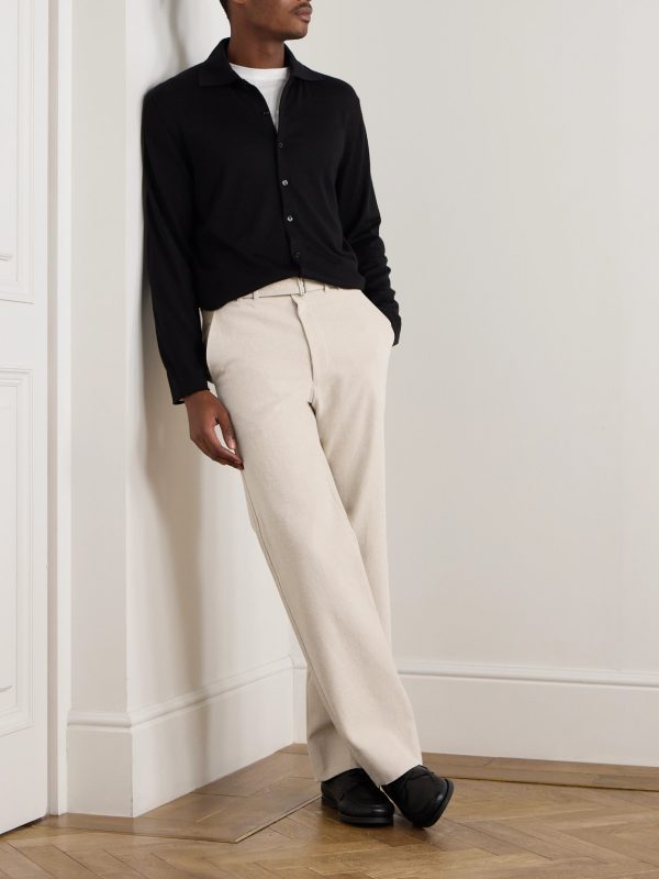 Straight-Leg Belted Cotton-Twill Trousers - OU Straight-Leg Belted Cotton-Twill Trousers - OU