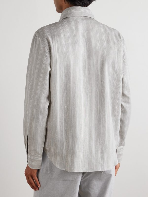 Striped Cotton and Silk-Blend Dupioni Shirt - BK Striped Cotton and Silk-Blend Dupioni Shirt - BK