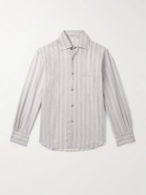 Striped Cotton and Silk-Blend Dupioni Shirt